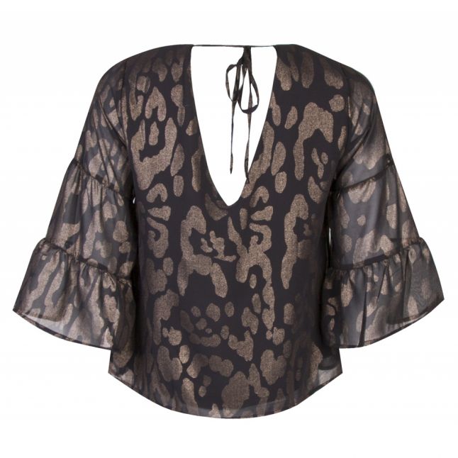 Womens Black Vileonara Tonal Print Blouse