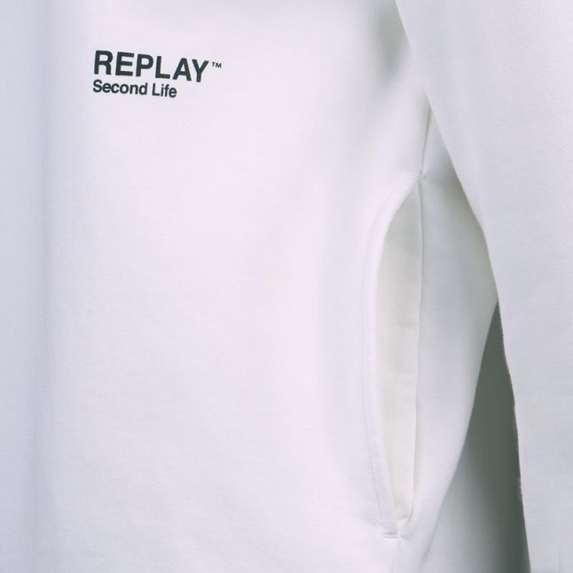 Mens White Off Centre Logo Hoodie