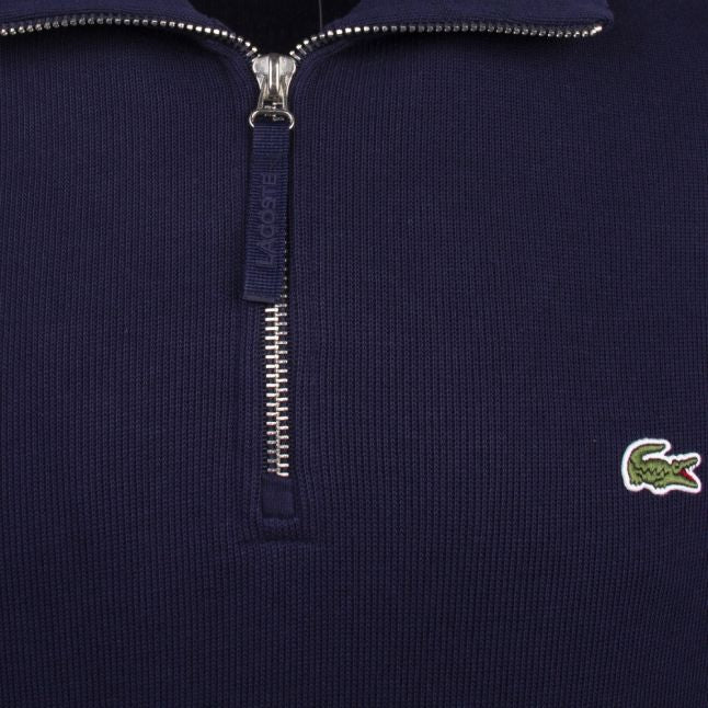 Mens Navy Blue Branded Half Zip Sweat Top