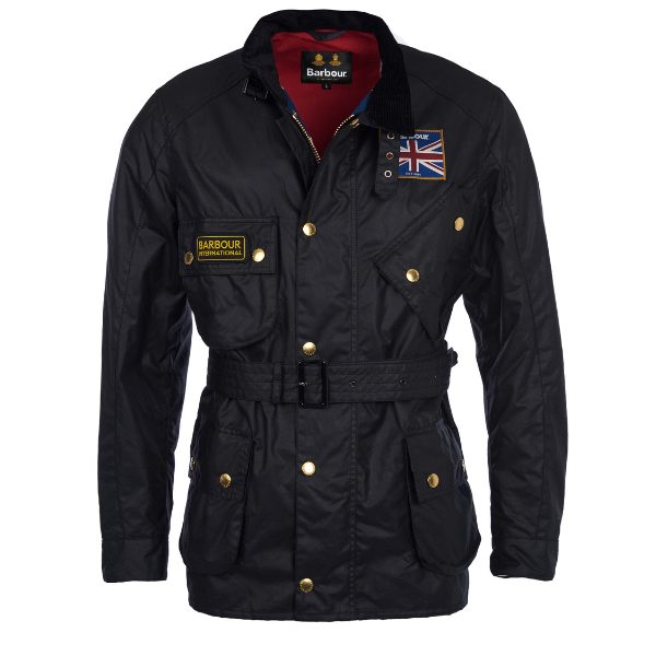 Mens Black Union Jack International Wax Jacket