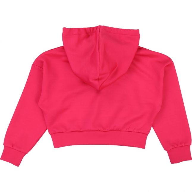 Girls Raspberry Branded Short Hooded Sweat Top