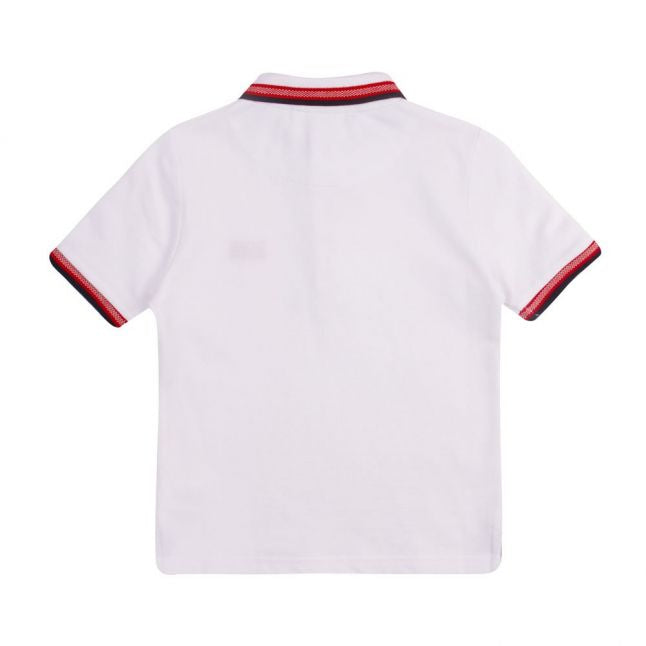 Boys White Tipped Collar S/s Polo Shirt