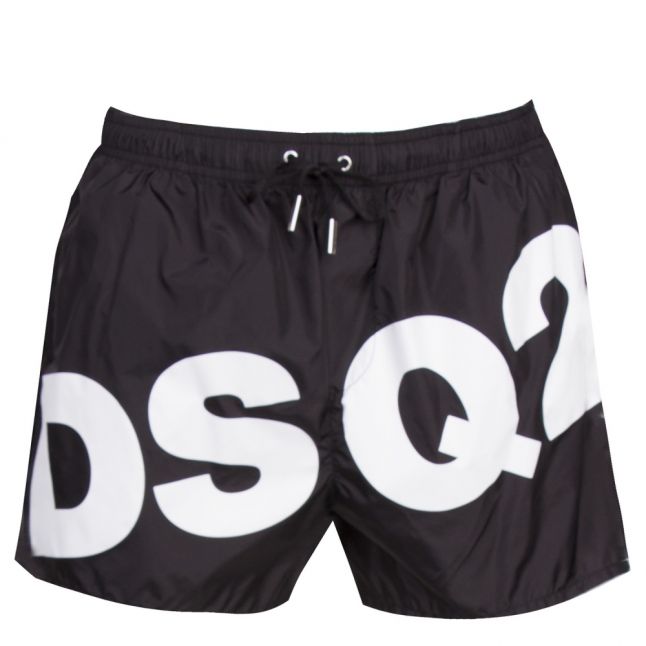 Mens Black/White Big Logo Boxer Swim Shorts