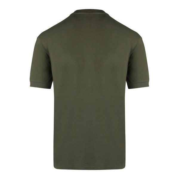 Mens Military Green Zebra Badge Reg Fit S/s Polo