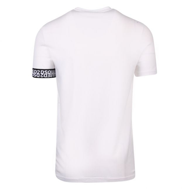 Mens White Logo Band Arm S/s T Shirt