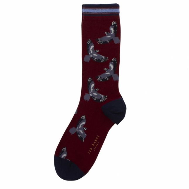 Mens Dark Red Kaami Bird Print Socks