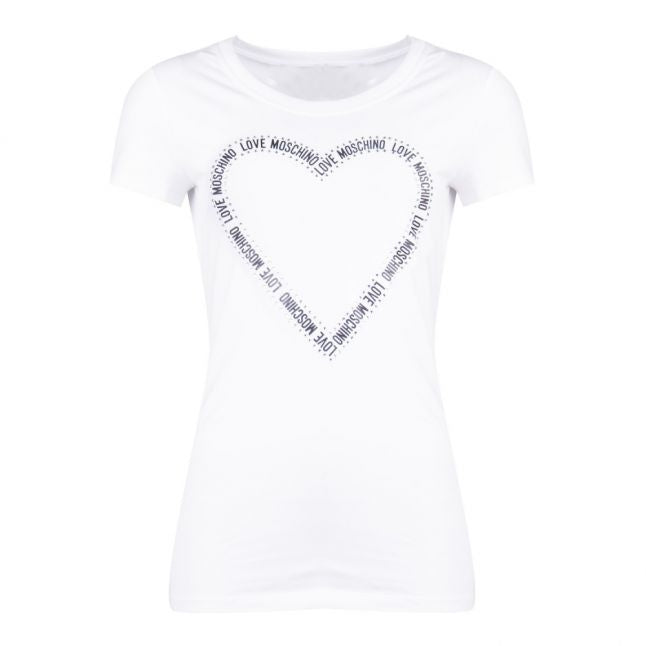 Womens Optical White Logo Heart Slim S/s T Shirt