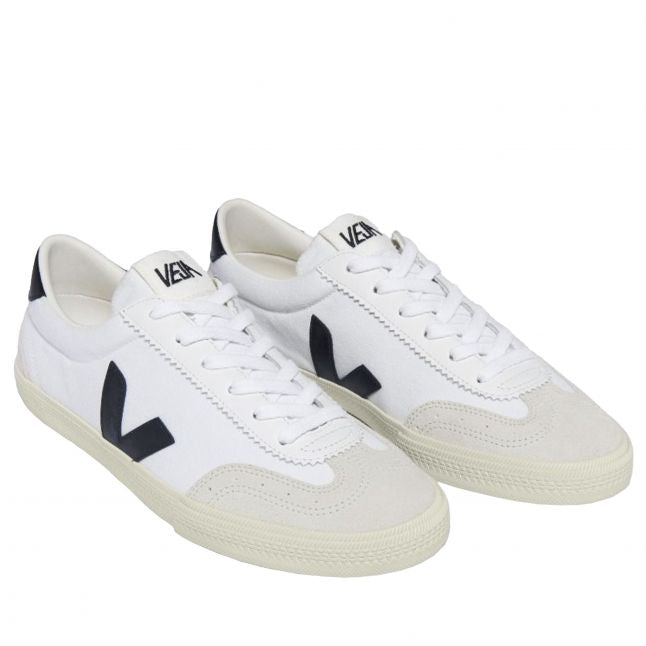 Mens White/Black Volley Canvas Trainers