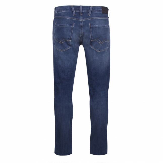 Mens Dark Blue Anbass Hyperflex+ Slim Fit Jeans