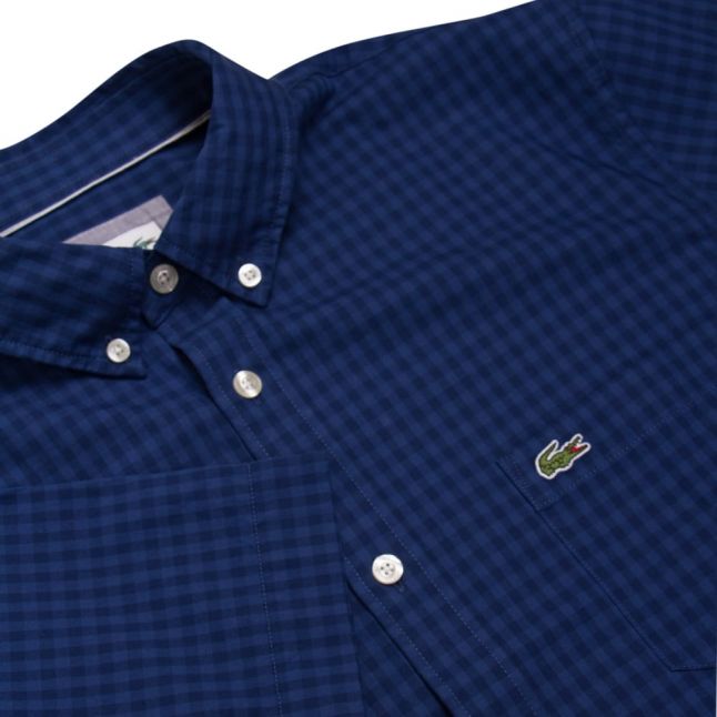 Mens Navy Gingham Regular Fit S/s Shirt