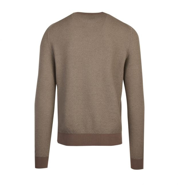 Casual Mens Khaki Kollege Wool Crew Knitted Jumper