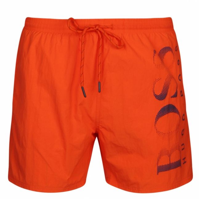 Mens Bright Orange Octopus Side Logo Swim Shorts