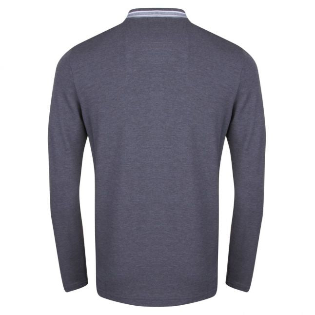 Athleisure Mens Grey Melange Plisy Reg L/s Polo Shirt