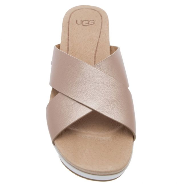 Womens Rose Gold Kari Metallic Slides