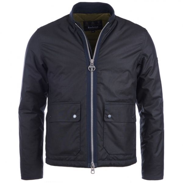 Mens Navy Injection Waxed Jacket