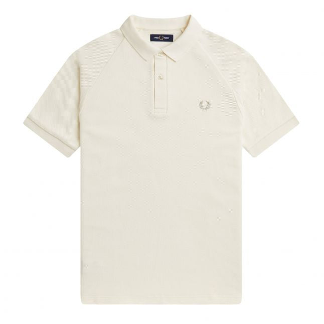 Mens Ecru Honeycomb S/s Polo