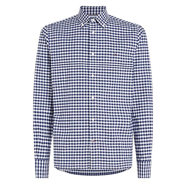 Mens Dark Navy/Optic White Classic Gingham Reg L/s Shirt