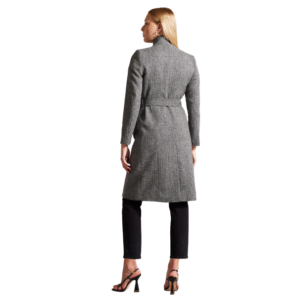 Womens Black Roseane Wrap Wool Coat