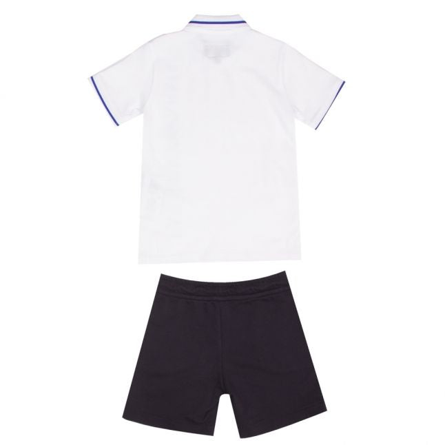 Boys White Logo S/s Polo & Shorts Set