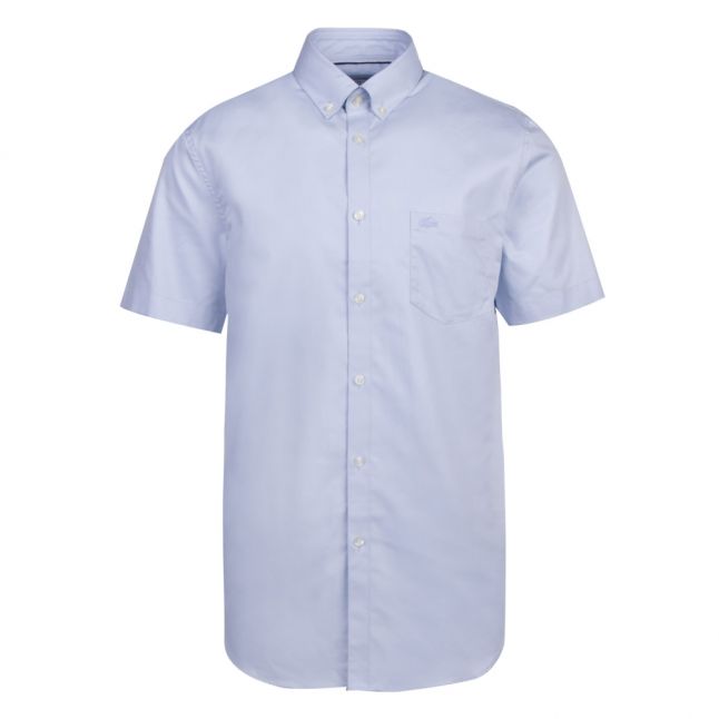 Mens Blue/Lagoon Stretch Poplin Regular Fit S/s Shirt