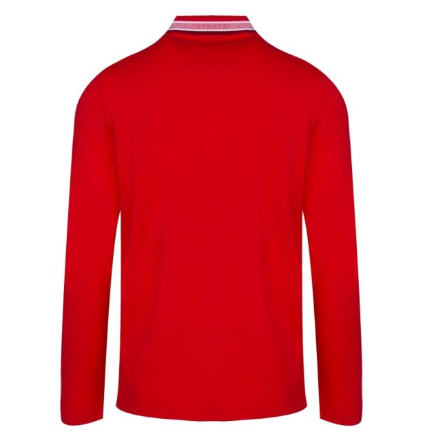 Athleisure Mens Red Plisy L/s Polo Shirt