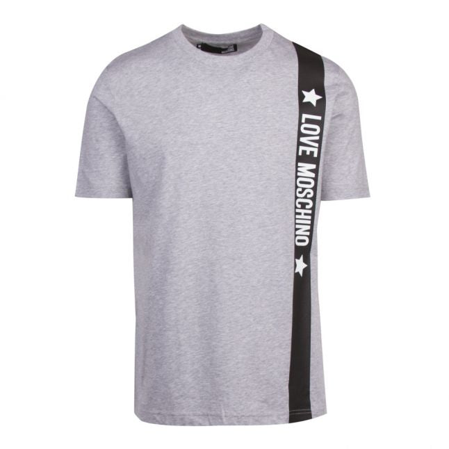 Mens Grey Melange Logo Trim S/s T Shirt