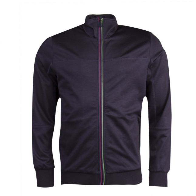 Mens  Navy Funnel Trim Zip-Through Sweat Jacket