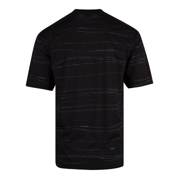 Mens Black Line Print S/s T Shirt