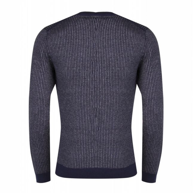 Mens Navy Jinxi Stripe Crew Knit