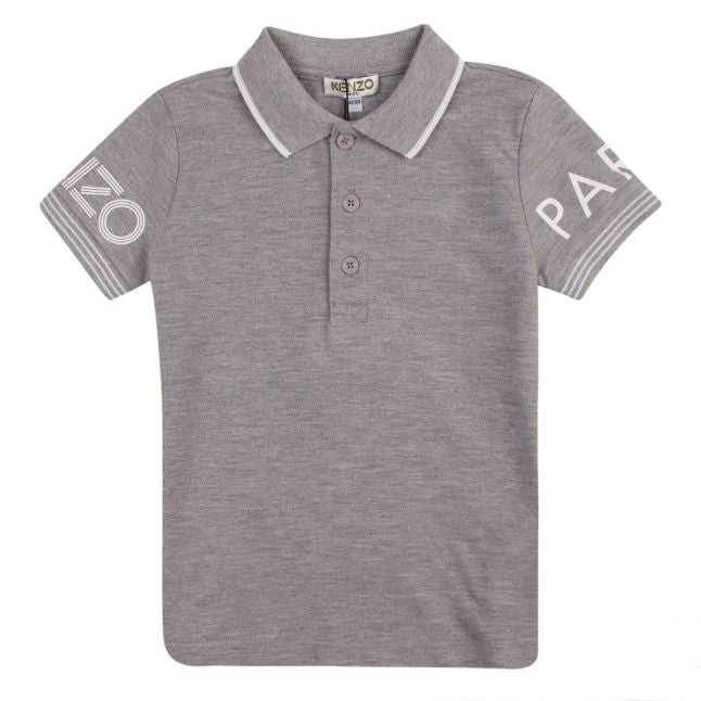 Junior Marl Grey Logo S/s Polo Shirt