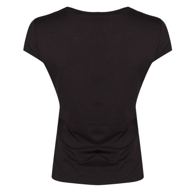 Womens Black Charre Bow Neck S/s T Shirt