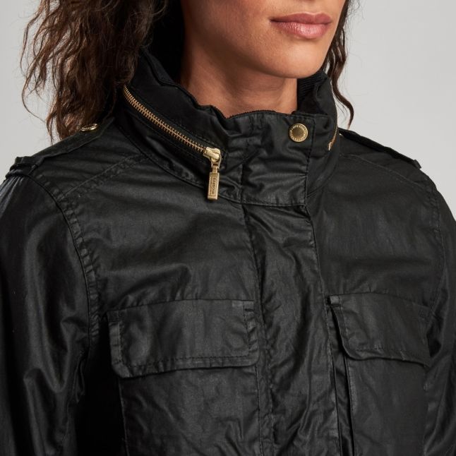 Womens Black Baton Waxed Jacket