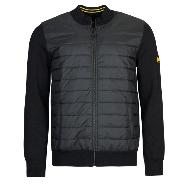 Mens Black Pace Baffle Zip Through Knit