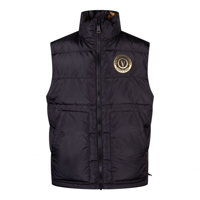 Mens Black/Gold Watercolour Baroque Reversible Gilet