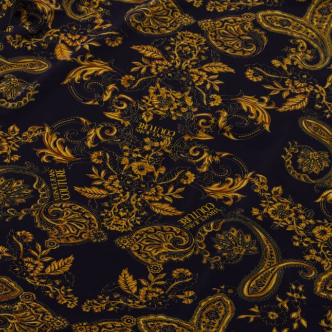 Womens Black Gold Paisley Fitted L/s T Shirt