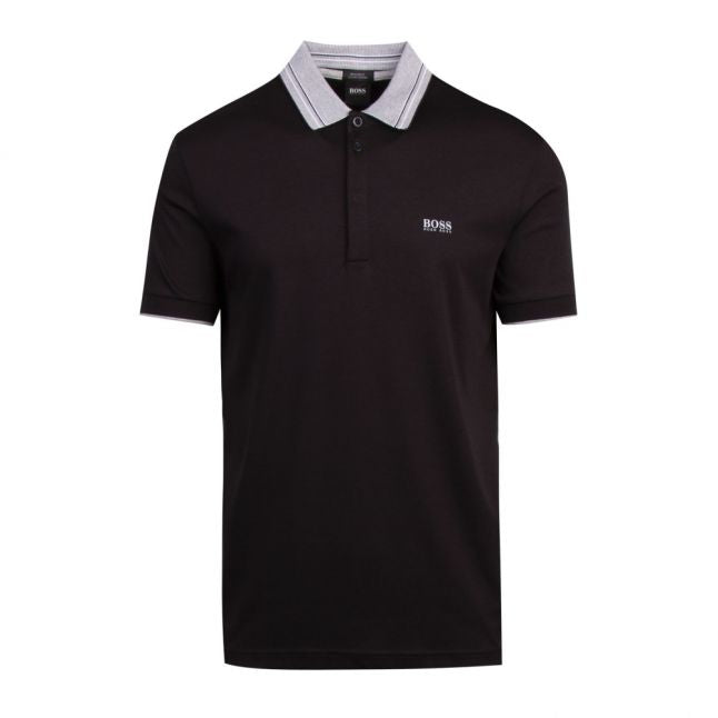 Athleisure Mens Black Paddy 1 Tipped Regular Fit S/s Polo Shirt