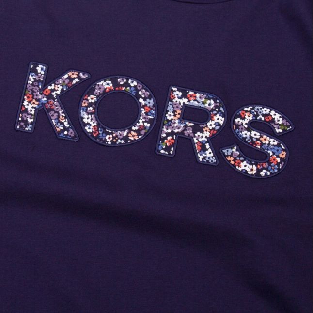 Womens True Navy Kors Floral Logo S/s T Shirt