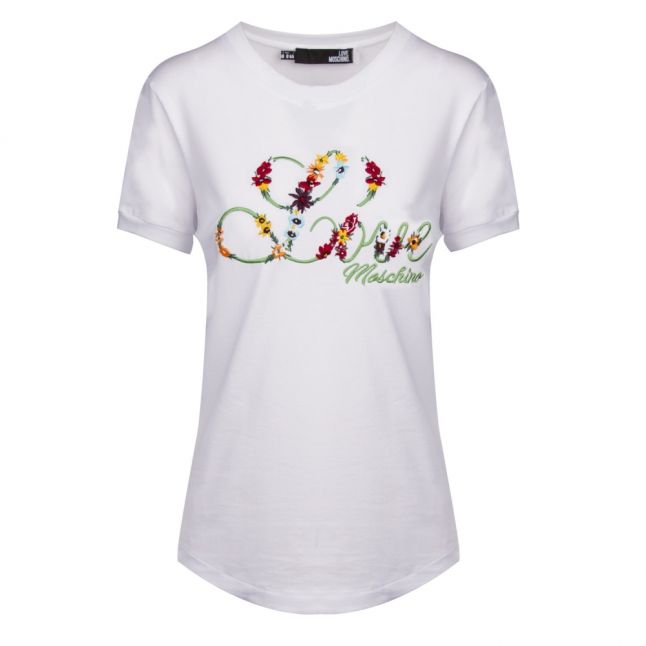 Womens Optical White Embroidered Logo S/s T Shirt