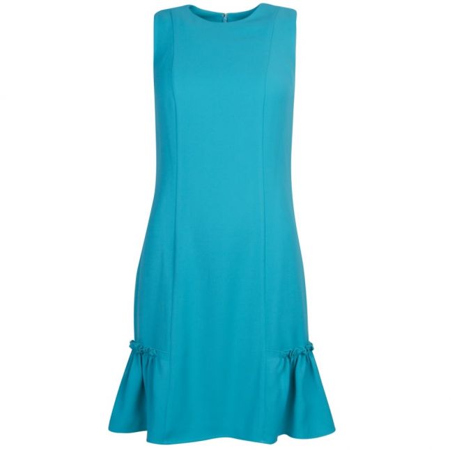 Womens Tile Blue Ruffle Dress