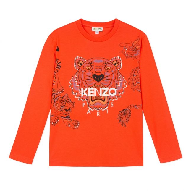 Junior Orange Tiger Japanese L/s T Shirt