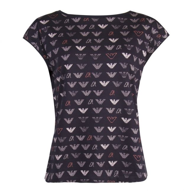 Womens Black Multi Eagle Print S/s T Shirt