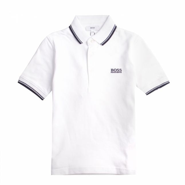 Boys White Tipped S/s Polo Shirt