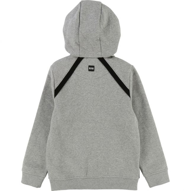 Boys Grey Panel Hooded Zip Through Sweat Top