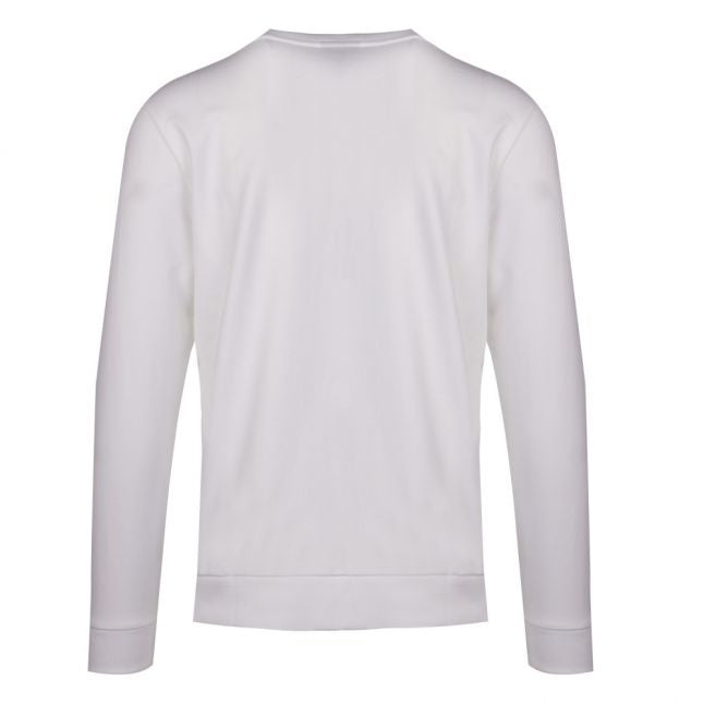 Mens White Embossed Logo Crew Sweat Top