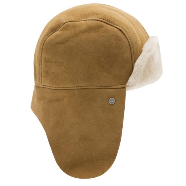 Boys Chestnut Sheepskin Trapper Hat