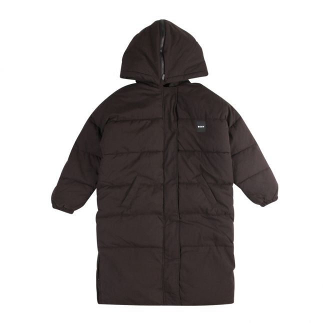 Girls Black Padded Hooded Parka Coat