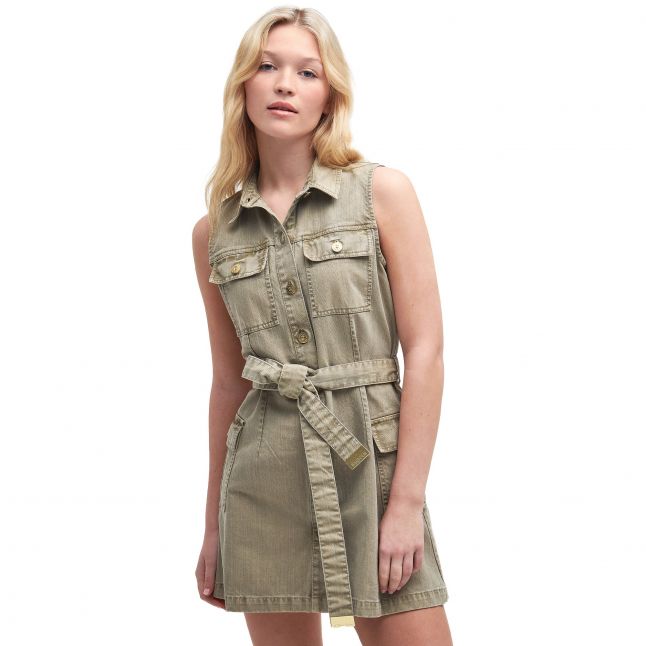 Womens Washed Khaki Tamsin Short Dress