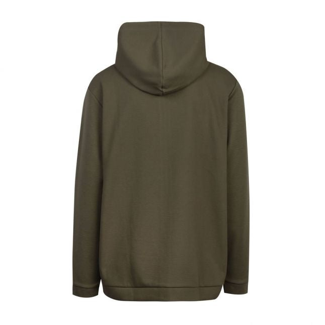 Athleisure Mens Dark Green Saggy Hooded Zip Through Sweat Top