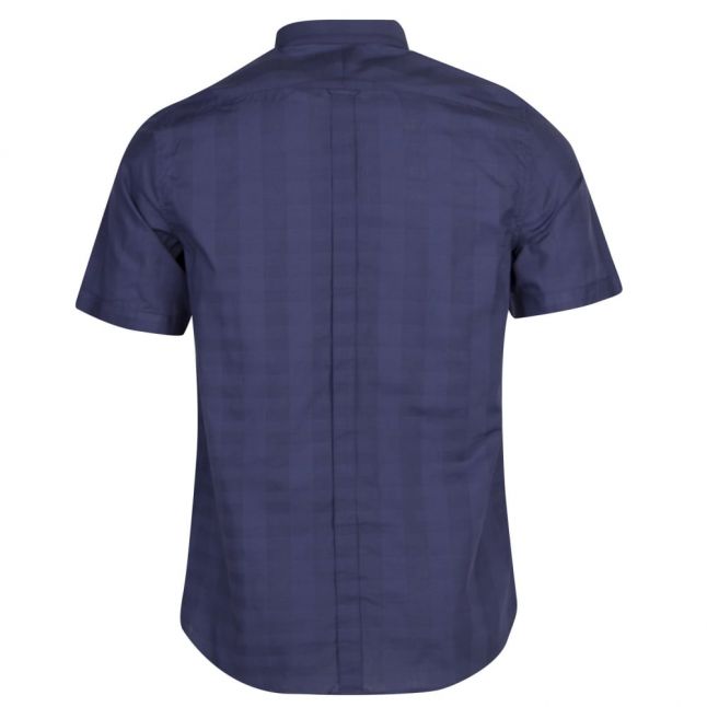 Mens Inky Blue Tonal Gingham S/s Shirt