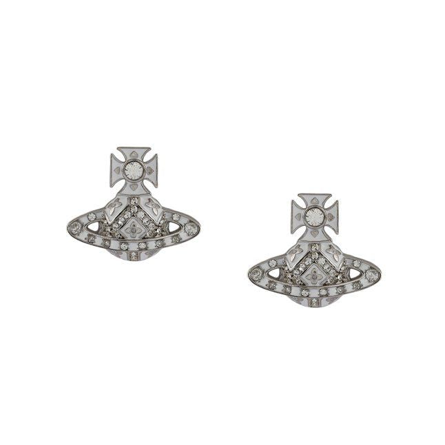 Womens Rhodium/Crystal Beryl Bas Relief Earrings